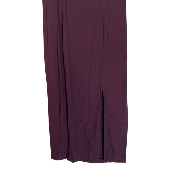 Be Smart Purple Eggplant Short Sleeve Empire Waist Maxi Event Dress Size 6 - Picture 3 of 7